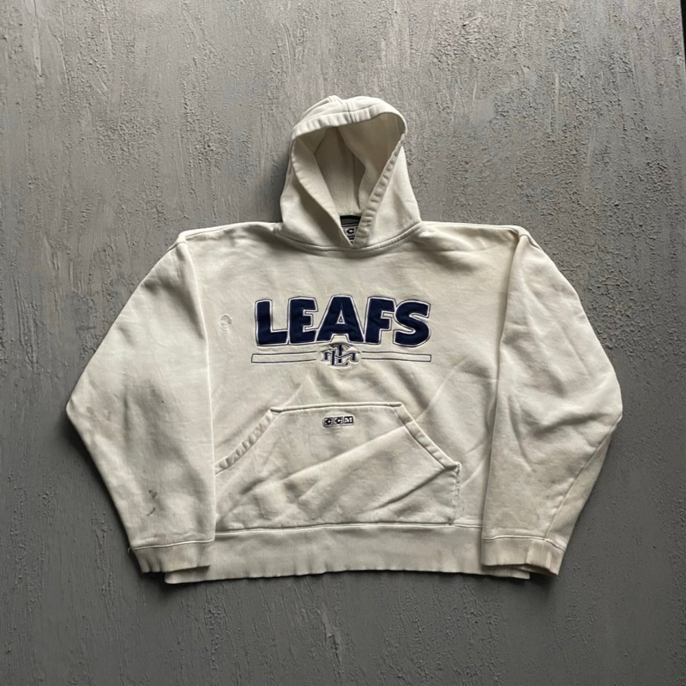 Vintage Toronto Maple Leafs NHL Hoodie Mens Medium White 90s CCM
